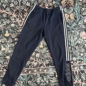 Adidas Kids Dark Blue Joggers with White Stripes